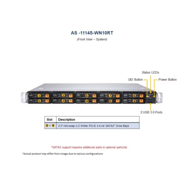 Supermicro AS -1114S-WN10RT-EU 1U Rackmount WIO SuperServer (AS -1114S-WN10RT-EU) - imagine 3