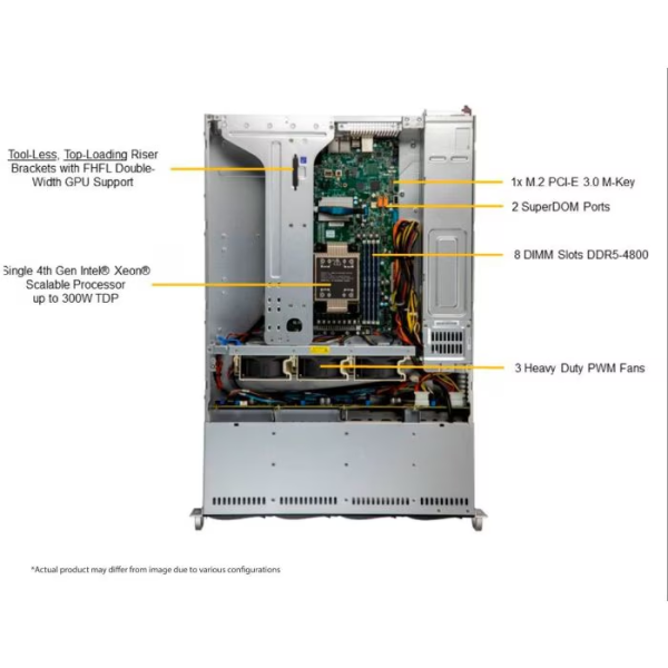 Supermicro SYS-521E-WR 2U Rackmount X13 WIO SuperServer (SYS-521E-WR) - imagine 4