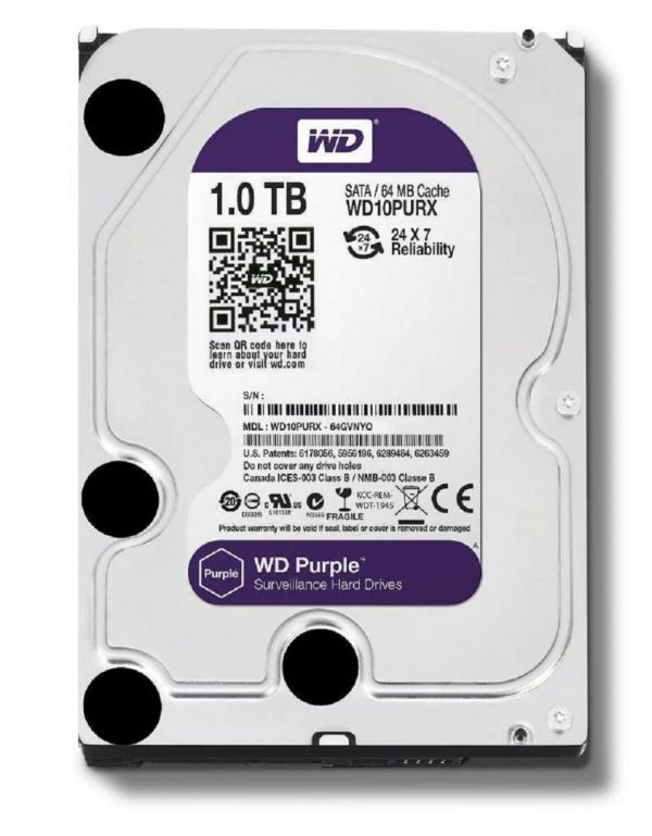 HDD Surveillance WD Purple, 1TB, 5400RPM, SATA III (WD10PURZ)